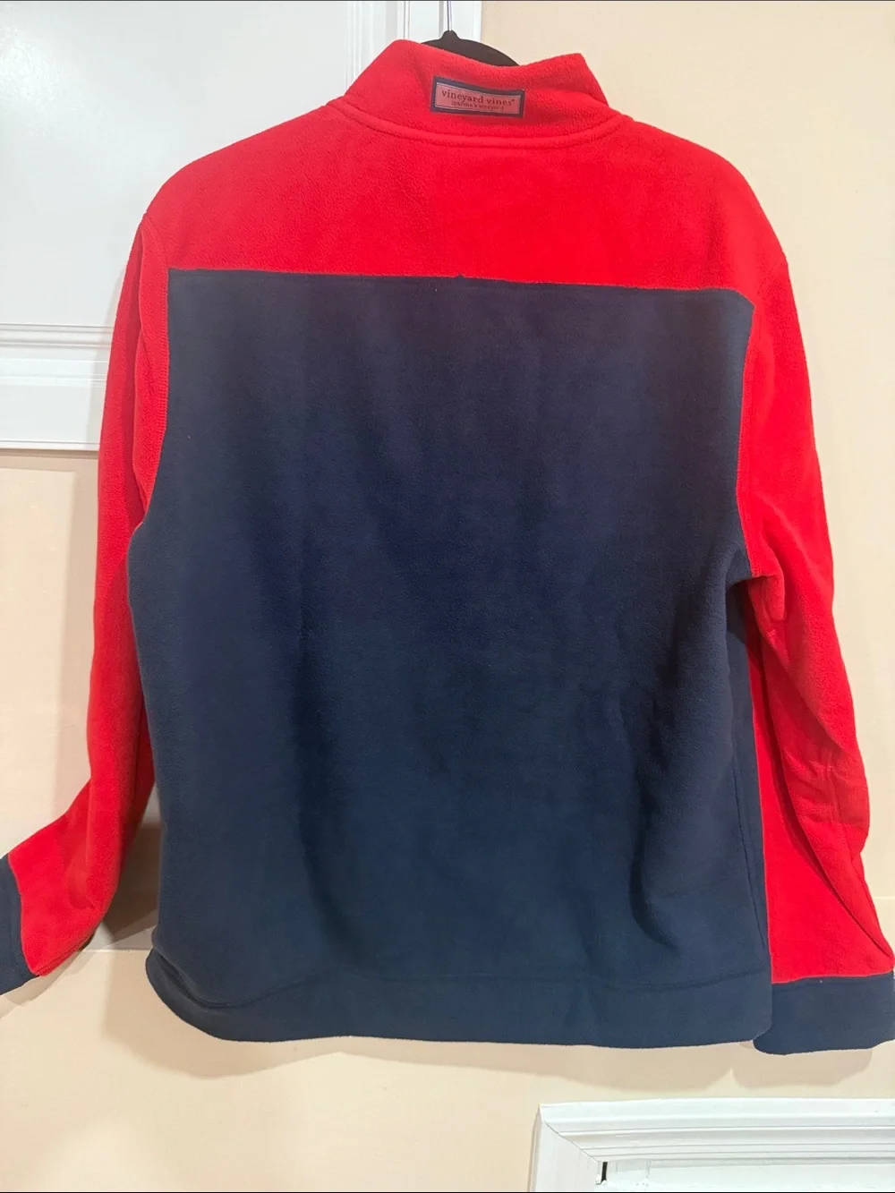 Vineyard Vines Red & Navy Quarter-Zip Fleece Pullover